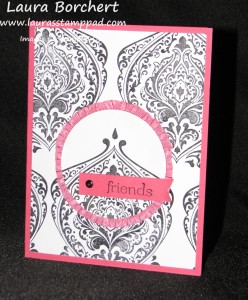 Ruffled Ribbon Baroque Card, www.LaurasStampPad.com