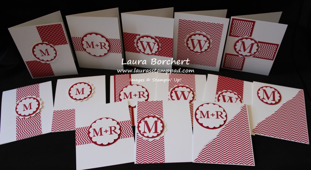 Monogram Card Set, www.LaurasStampPad.com