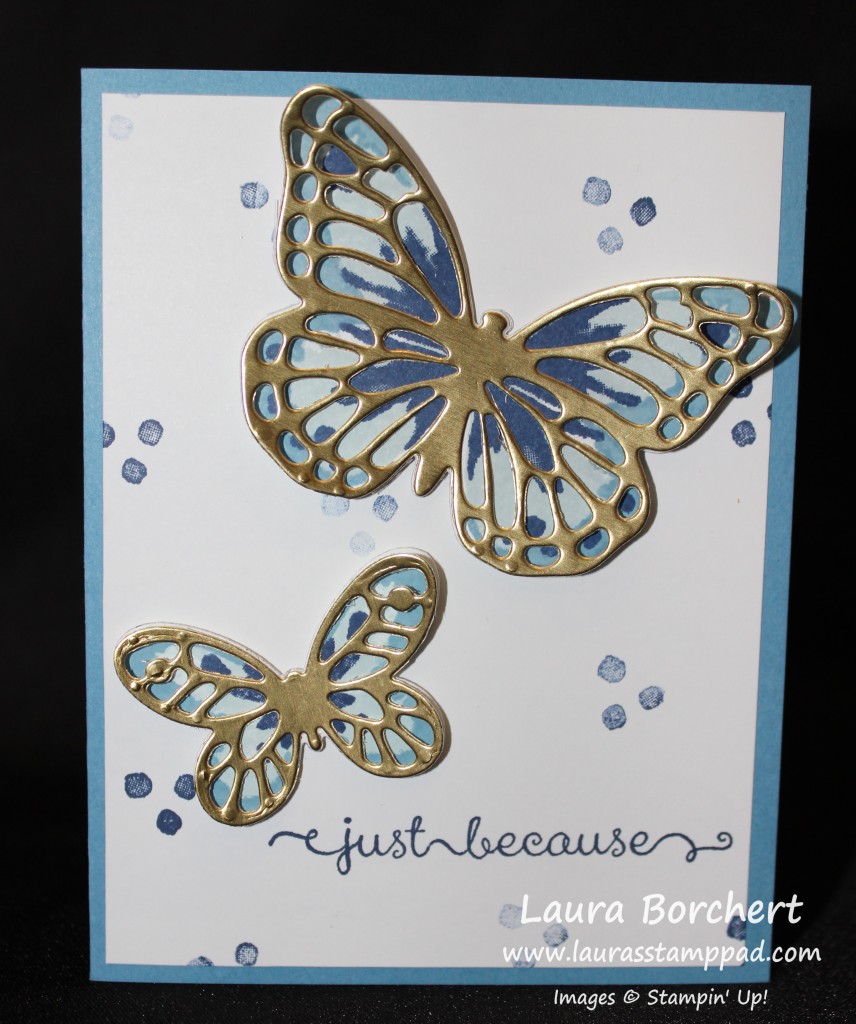 Blue Butterfly, Gold Foil, www.LaurasStampPad.com