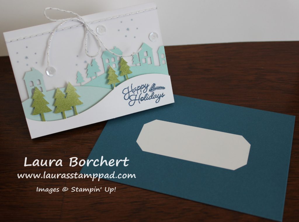 snowy-town-card-envelope, www.LaurasStampPad.com