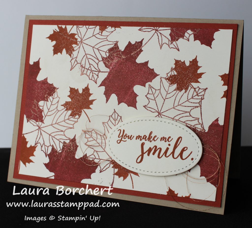 Copper Leaves Without Using VersaMark, www.LaurasStampPad.com