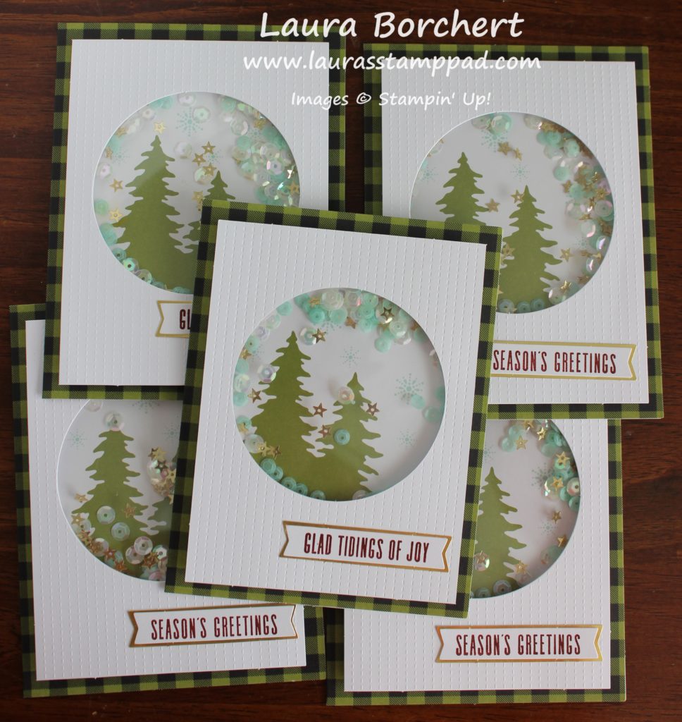 Evergreen Shaker Cards, www.LaurasStampPad.com