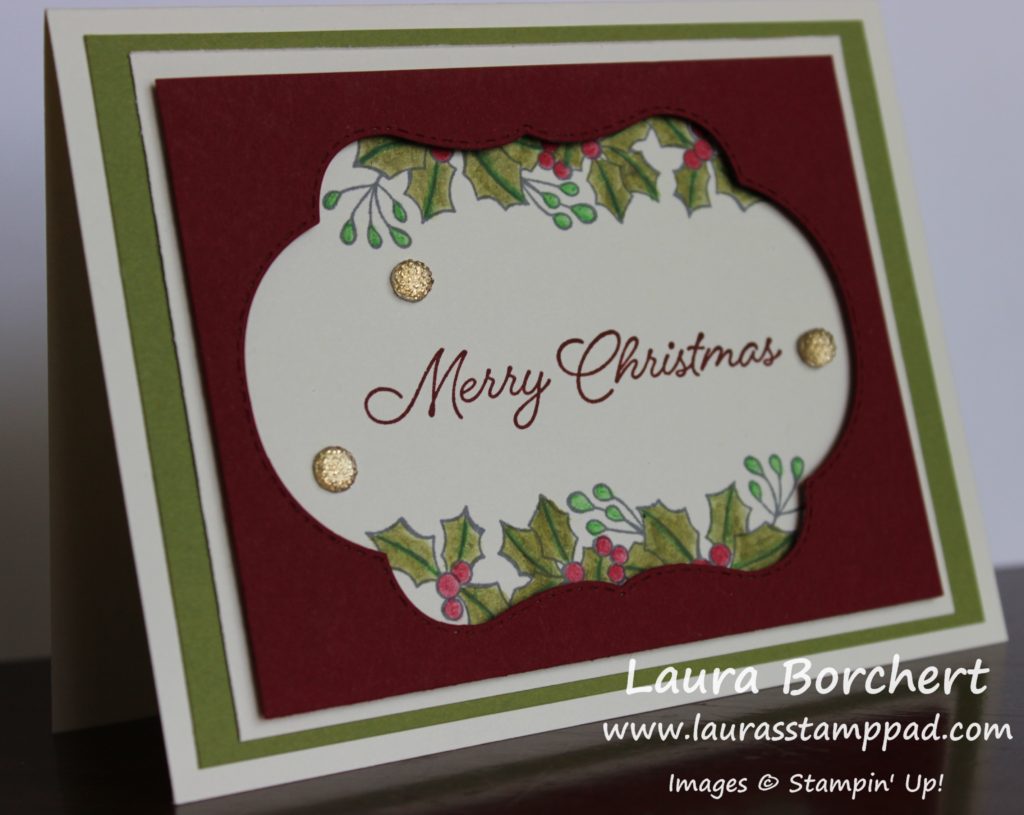 Holly Berries & Stitched Labels, www.LaurasStampPad.com