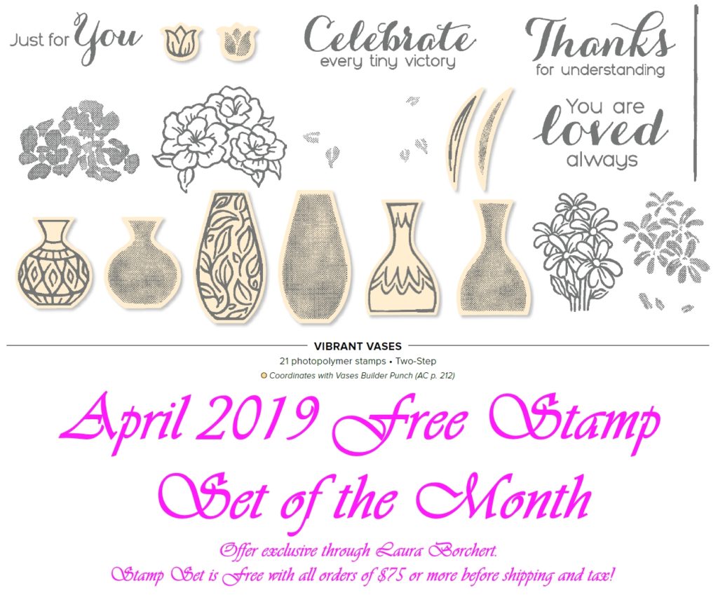 April 2019 Free Stamp Set of the Month, www.LaurasStampPad.com