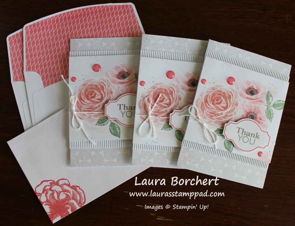 Thank You Notes with Roses, www.LaurasStampPad.com