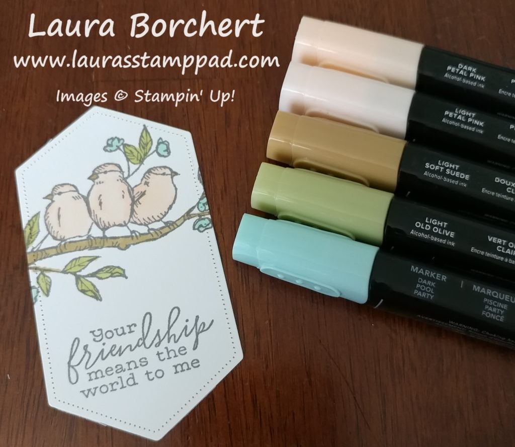 Coloring birds with Stampin' Blends, www.LaurasStampPad.com