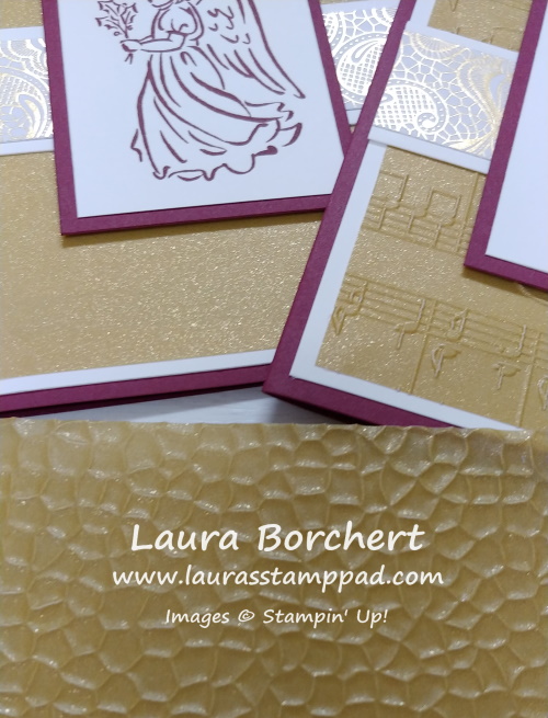 Embossed Gold Glimmer Paper, www.LaurasStampPad.com