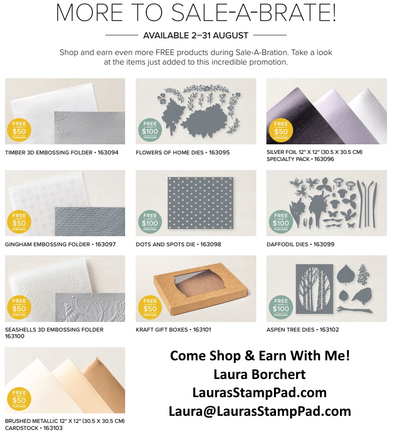 Stampin' Up! Sale-A-Bration Additional Items, www.LaurasStampPad.com 