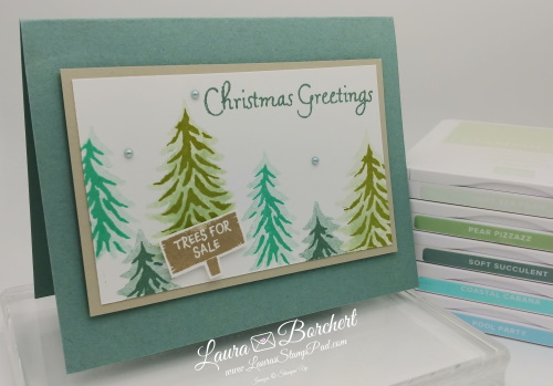 Christmas Evergreen Tree Greeting Card, www.LaurasStampPad.com